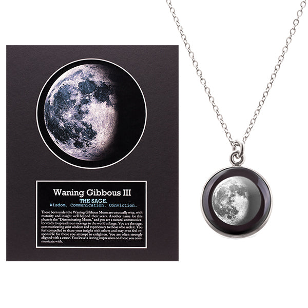 Waning gibbous top moon necklace