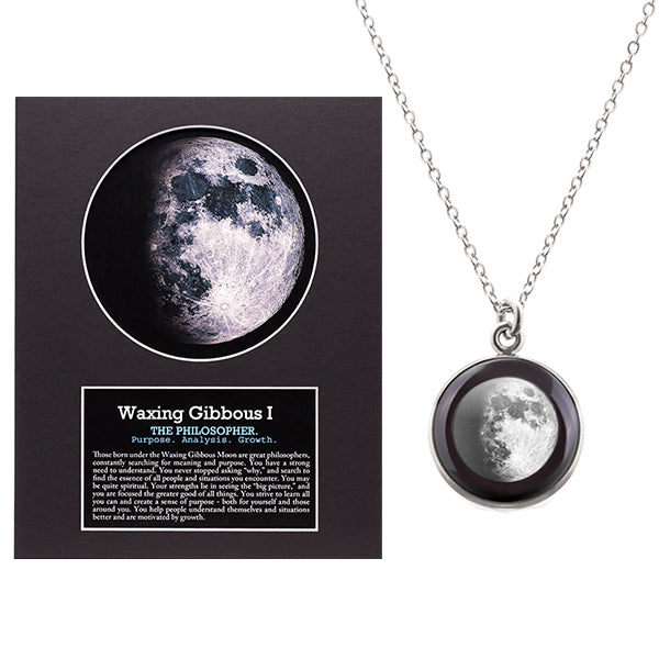 Waxing gibbous moon necklace sales