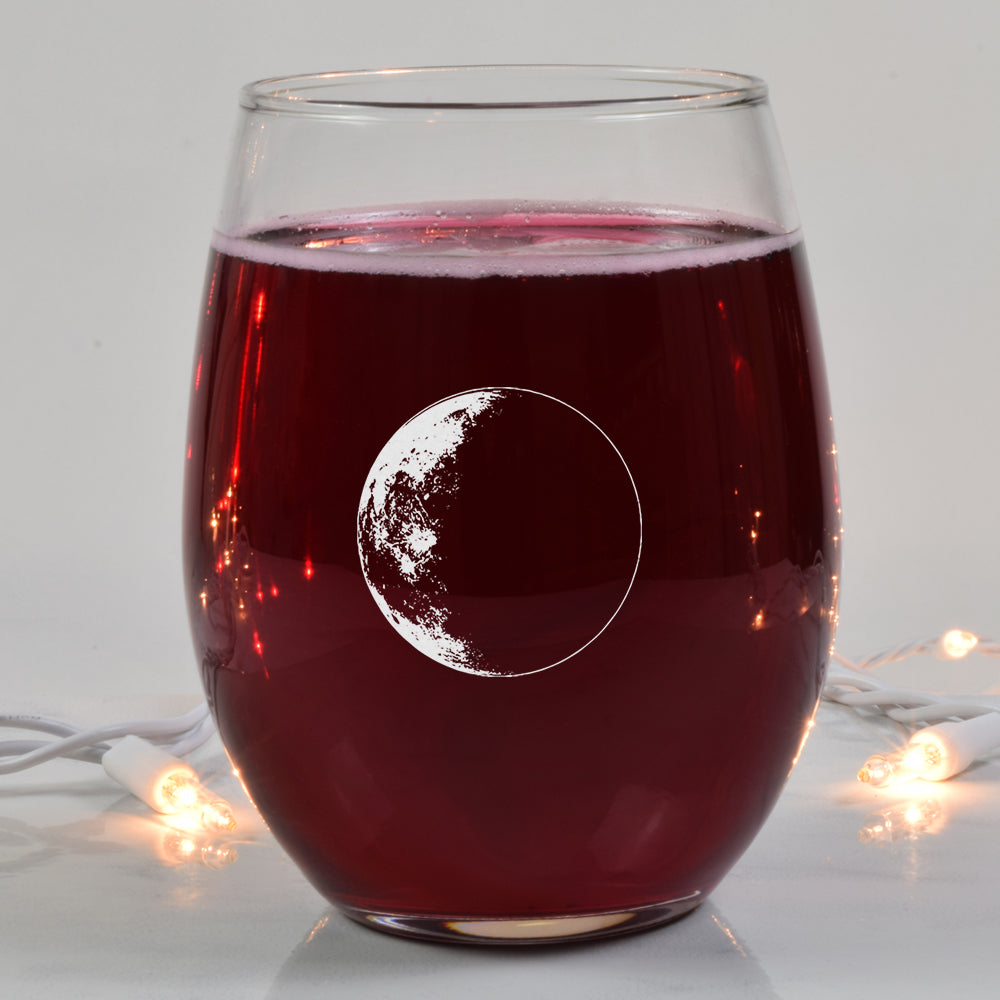 Waning Crescent I Wine Glass