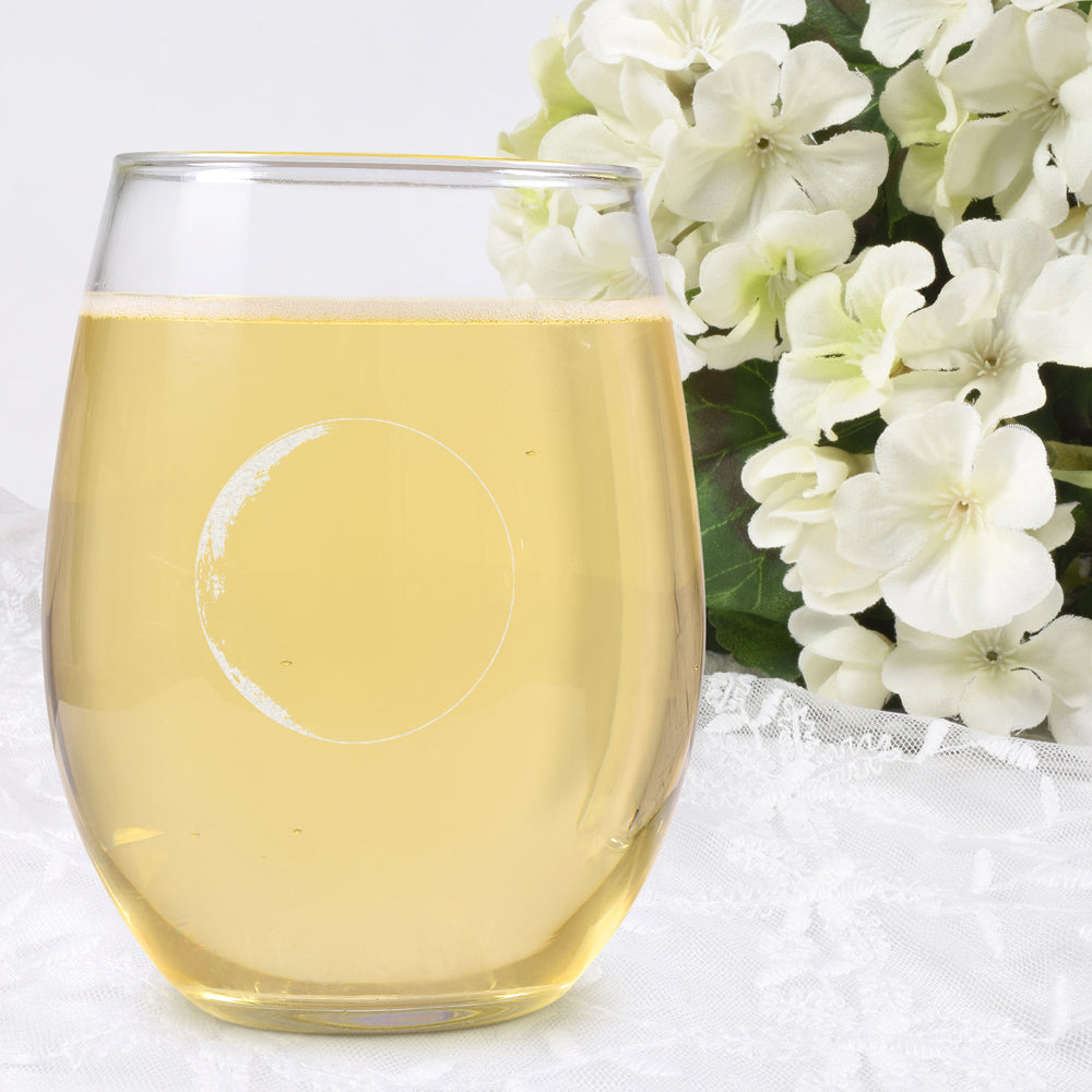 Waning Crescent III Wine Glass