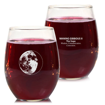 Waning Gibbous II Wine Glass
