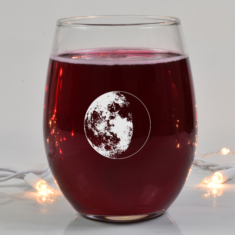 Waning Gibbous III Wine Glass