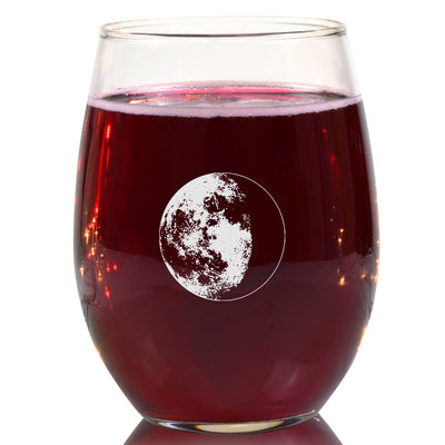 Waning Gibbous III Wine Glass