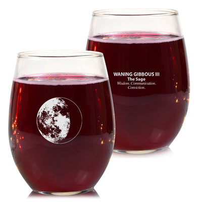 Waning Gibbous III Wine Glass