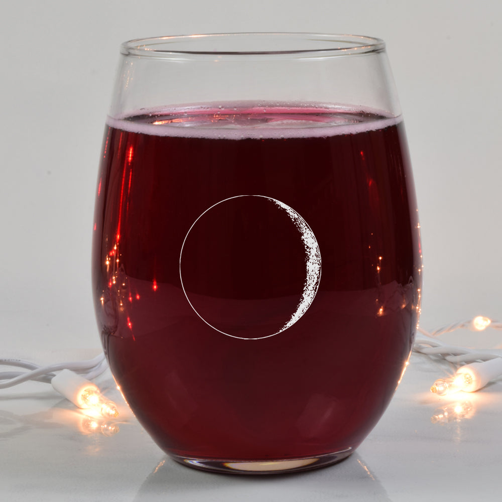Waxing Crescent I Wine Glass