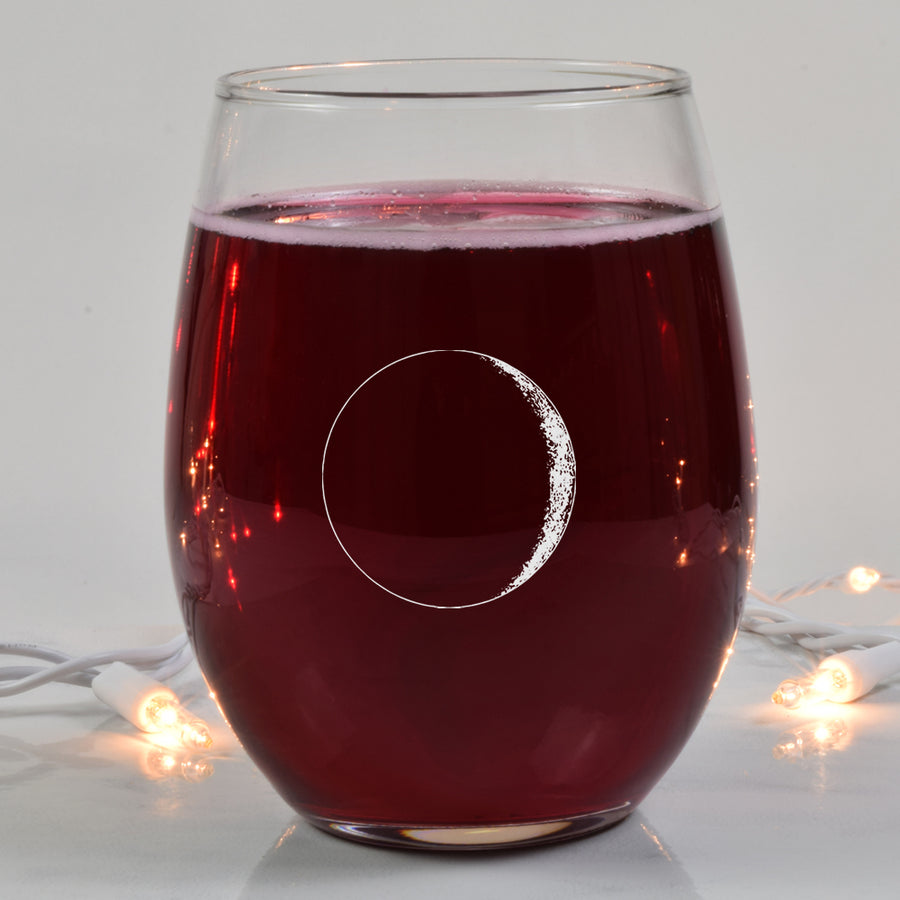 Waxing Crescent I Wine Glass