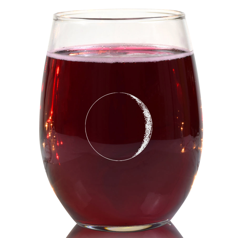 Waxing Crescent I Wine Glass