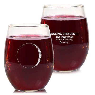 Waxing Crescent I Wine Glass