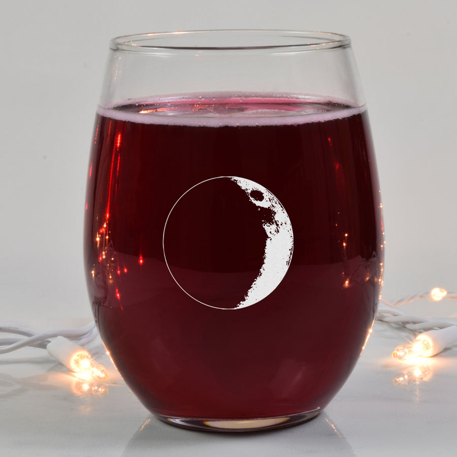 Waxing Crescent II Wine Glass