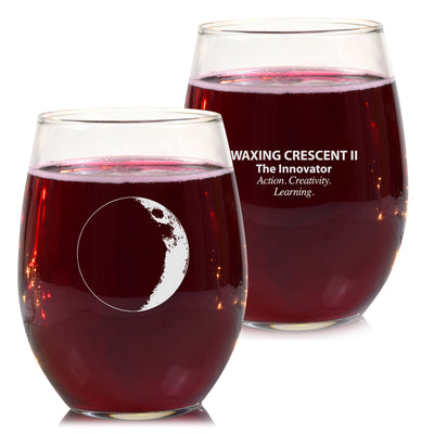 Waxing Crescent II Wine Glass