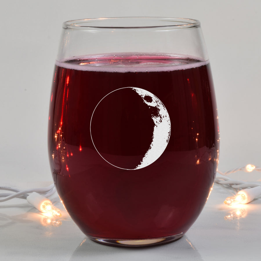 Waxing Crescent III Wine Glass