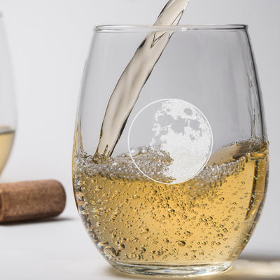 Waxing Gibbous I Wine Glass